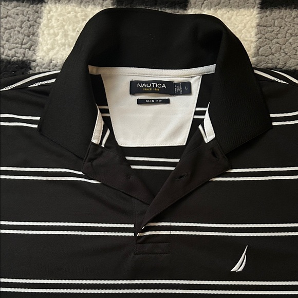 Nautica Other - Nautica Black and White Striped Polo Shirt